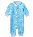 Polo Ralph Lauren(ポロラルフローレン) 前開き ベロア カバーオール（水色） (6M（6ヶ月）) [並行輸入品]