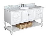 Kitchen Bath Collection KBC227WTCARR Beverly Single Sink Bathroom Vanity with Marble Countertop Cabi