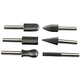 6ピースフライスカッターhssカーバイドカッターロータリーファイルセット1/4 '6ミリメートルシャンク彫刻ビットカッターバリ木材彫刻ロータリーツール