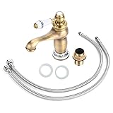 洗面水栓 シンク 水栓 洗面蛇口 浴室用水栓 アンティーク キッチンシンク水栓 取り付け簡単 手洗いボウル 洗面台用 バスルームシンク蛇口 水栓金具(#2)