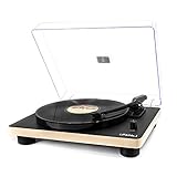 LP&No.1 ヴィンテージ ビニール レコード プレーヤー ステレオ スピーカー付き、 3 スピード ターンテーブル (黒)