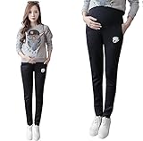 Yinuo Baby マタニティパンツ センタープレスオーバーバンプマタニティパンツ サイズM~XXL (XXL, ブラック)