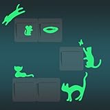 【ufengke】かわいい猫、蝶壁飾り、蛍光ステッカー　リビングルーム、ベッドルームの取り外し可能な壁のステッカー　壁画