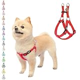 PUPTECK 犬 ハーネス 迷子札 犬 胴輪 犬用ハーネス 喉に優しいハーネス ペット用品 ドッグ はーねす 調節可能 着脱簡単 軽量 通気性 快適 負担が少ない 耐久性 引っ張り防止 安全 夜間反射 IDタグ付き 散歩 アウトドア しつけ 訓練 人気 可愛い おしゃれ 小型犬 中型犬 大型犬（レッド、XSサイズ）
