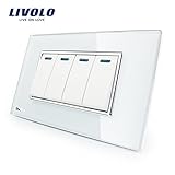 LivoloホワイトUS / AU標準4ギャング2 Way k-padスイッチwith Luxury強化ガラスパネル、110 – 220 V、c3 K4s-81