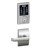 Schlage Connect Century Touchscreen Deadbolt with Built-In Alarm and Elan Passage Lever, Satin Chrom