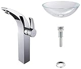 Kraus C-GV-100-12mm-14700CH Crystal Clear Glass Vessel Sink and Illusio Faucet Chrome by Kraus