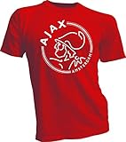 AFC Ajax AmsterdamフットボールクラブサッカーTシャツホワイトロゴレッドMedium