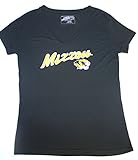 NCAA Officially Licensed Missouri Mizzou Tigers Women 's MizzouラインストーンブラックVネックシャツ 3L