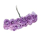 Walmeck 12個/束 2.5mm 人工紙の花 結婚式 車 フェイク バラ キャンディボックス DIY リース ハンドメイド デコレーション パープル RDP2198473348635JL