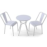 LOWYA （ロウヤ） ガーデンセット 3点セット 選べる4タイプ 雨に強い マットスチール スタッキングチェア コンパクト ガーデンテーブル Ctype ホワイト