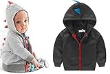 Hedea (ヘデア) キッズ 男の子 フード付き パーカー 子供 赤ちゃん 女の子 ジップアップパーカー (90cm, ブラック)