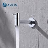 AZOS 水栓・給水部品 蛇口 単一冷水栓 壁付 真鍮製 銀色 長さ160mm PJTB014