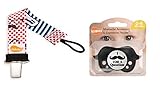 Ulubulu Retro Mustache Personalized Pacifier Clip and Mustache Accessory & Expression Pacifier (0-6M