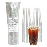 Desirable クリアプラスチックカップ BPAフリー 使い捨てカップ 冷たいドリンク/コーヒー/アイスティー/スムージー/タピオカドリンクに (300ml, 50個)