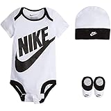 [ナイキ] 男の子用ホワイトBIGスウィッシュ半袖ボディースーツ3点セット (0-6months（身長約60-70cm）) [並行輸入品]