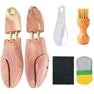 [ikomzo] シューキーパー シューツリー 23.5-29cm対応 靴磨きクロス付 レッドシダー 木製 シワ伸ばし…
