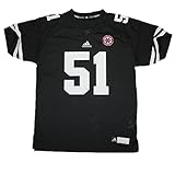NCAA – ネブラスカ州コーンハスカーズ# 51 : Youthアスレチック半袖ジャージーシャツ ブラック