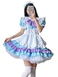 [FULINE] メイド服 半袖 レディース コスプレ衣装 lolita メイド服 コスプレ アリス風 コスチューム 仮装 学園祭 メイドカフェー 女装 仮装 ブルー 3XL