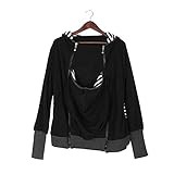 幼児のキャリアジャケット、マタニティジップパーカーコートカンガルースタイルのママとベビーカジュアルウェア(XL-ブラック)