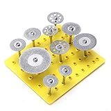 Mollytek 10枚セット ダイヤモンドカッティングディスク ルーター ダイヤモンドカッター 直径16mm-40mm研磨 切削工具 収納ケース付き (軸直径3mm)