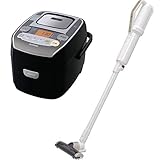 【セット販売】アイリスオーヤマ 炊飯器 圧力IH式 3合 銘柄炊き分け機能付き 大火力 ブラック RC-PA30-B & アイリスオーヤマ 極細軽量スティッククリーナー 掃除機 コードレス パールホワイト IC-SLDC4 セット