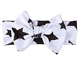 女の赤ちゃんの蝶結びと星の印付きのストレッチヘッドバンドヘッドラップクリップホープス (白)
