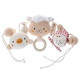 Labebe ベッドとベビーカーのための3セット吊り玩具 - チキン＆ヤギ