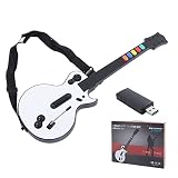 Wiiギターヒーロー、 PS 3およびPC用のギターヒーローコントローラー、 Wii Guitar Hero 3/4/5およびRock Band 1/2ゲーム用ワイヤレスギター、 ギターヒーロー ストラップ付きギター、 5つのボタン ギターコントローラー(白)