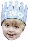 2番目" 2つ"誕生日赤ちゃん少年グレーホワイトパーティークラウンHat