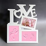 ベビーフレーム 手形 足形 赤ちゃん フォトフレーム ベビープリント 写真立て 安全粘土 赤ちゃん 出産祝い 内祝い ベビー手形記念品 上質な木製フレーム ベビーギフト男女兼用 サイズ/30 x 36