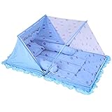 蚊帳付き折りたたみ式ベビーベッド寝袋付き蚊帳-青