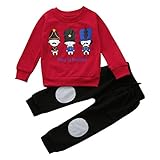 POTOJP 2点セット トップス+ パンツ 男女兼用 キッズ 兵士国王柄 子供用 長袖セーター スポーツウェア 男の子 女の子 防寒着 撮影 出産祝い 寝相アート 日常着 カバーオール (120, 