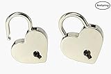 ミニハート型南京錠、Beespring 2pcsミニメタルハート型南京錠荷物キャビネットセキュリティロック南京錠引き出しLocke – ピンク/レッド/シルバーカラー シルバー BS-11