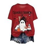 ハロウィン tシャツ オレンジ レディース カットソー レディース 半袖 ハロウィン tシャツ ゆったり 丸首 トップス おばけ プリント 大人用 コウモリ カボチャ 仮装 衣装 可愛い おしゃれ プルオーバー カジュアル 女性