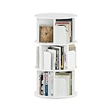 APPOLYN本棚 回転式本棚 4段 直径４０CM*高さ128CM A4紙が入る高さ コミックラック 漫画 絵本棚 収納棚 大容量 CDラック DVDラック オーク