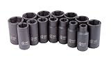 Sunex 3328 Sunex 3328 3/8-Inch Drive Metric Mid-Depth Impact Socket Set, 14-Piece by Sunex