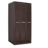 【JAJAN】ルーバー折れ戸ワードローブ【コーディ】幅90cm　ブラウン（高さ200cm奥行き59cm）〔ハンガーラック・クローゼット〕