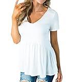 トップス レディース 夏 Kohore Tシャツ vネック ベビードール シャツチュニック セクシー ブラウス 半袖 綿 可愛い ゆったり 体型カバー おしゃれ 無地 s-xl 大きいサイズ 上着 春