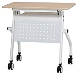 会議テーブル 跳ね上げ式 W750×D450×H720 幕板付き　スタックテーブル　GD-634M (天板ナチュラル×幕板ホワイト)