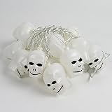 Liebeye ハロウィンストリングライト　ランプ　プラスチック　カラフル　頭蓋骨　バッテリー　妖精　光パーティー　ガーデンヤード　装飾　2.3 メートル16個 カラースケルトン