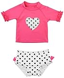 RuffleButts ラッフルバッツ　ラッシュガード上下セット　キャンディポルカハート (4T(96-106cm)) [並行輸入品]