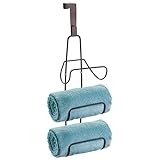 mDesign Wall Mount or Over Door Bath Towel Holder Bar - Bronze [並行輸入品]
