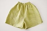 bebe couture(ベベクチュールベビー用品専門店)日本製・麻100％のワイドハーフパンツイエロー