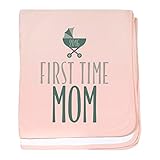 CafePress – First Time Mom – Blue – ベビー毛布、スーパーソフト新生児おくるみ ピンク 17626860736832E