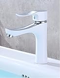 awxjxホワイトBakingペイントWash Basinホットとコールドバスルームシングル穴銅シンクタップ