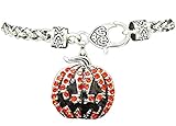ジャックO ' Lantern PumpkinチャームブレスレットはEmbellished withオレンジ&ブラッククリスタルラインストーン。Perfect Gift for Anyone Who 