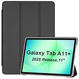 ProCase Galaxy Tab A11+ / A9+ ケース A11 Plus/A9 Plus マグネットカバー スタンド機能 透明バック 耐衝撃 三つ折り 自動スリープ -ブラック