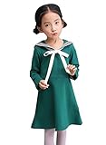 CXYP　春秋　子供服　女の子 　ガールズ　ワンピース　スクール　カワイイ　キッズドレス 　 プリンセス　海軍風　学院風　通園　通学　演出　100cm～150cm (120cm, グリーン)