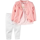 カーターズ Carter's 女の子用ベビーピンクカーディガンxイカット柄チュニック豪華上下3点セット (12months(72-78cm)) [並行輸入品]